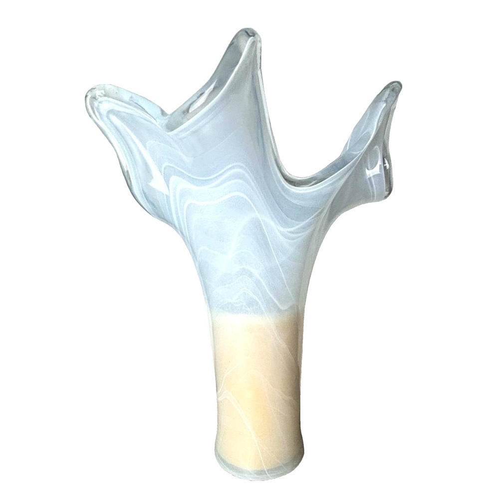 Murano Beautiful Swirled Glass Vase with Large Vanilla Scented Three-Wick Candle